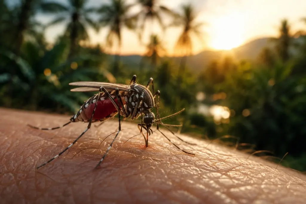 Moustique en train de piquer la peau, symbole de l'animal le plus dangereux du monde