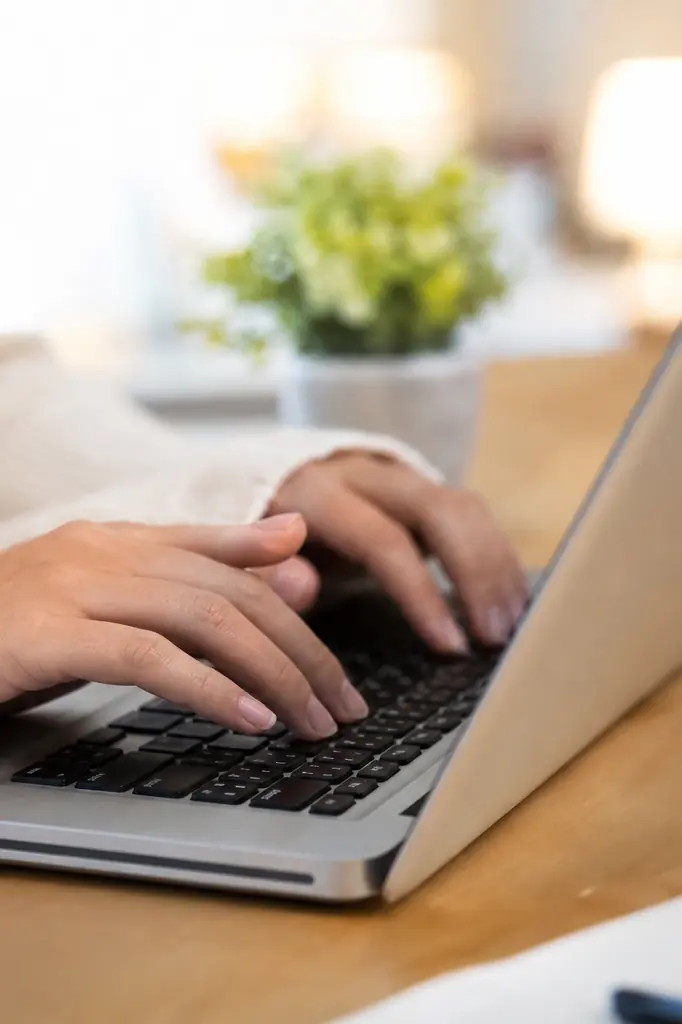 Mains sur un clavier, communication positive en ligne