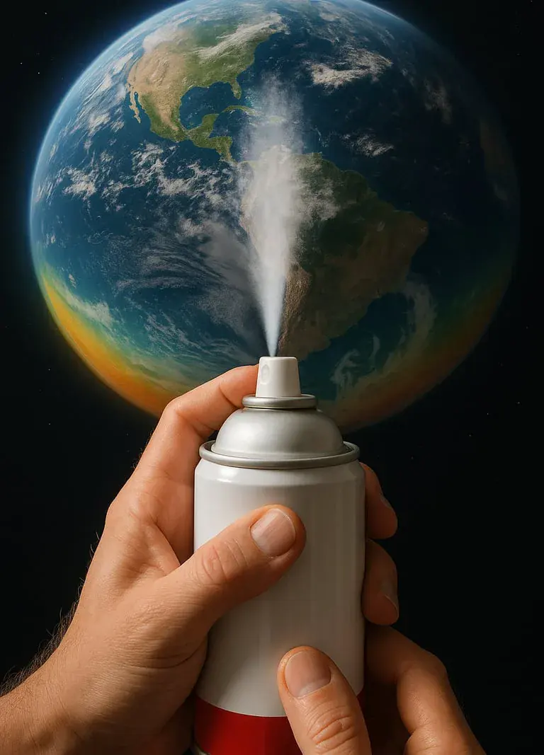Aérosol - Illustration pour la journée internationale pour la protection de la couche d’ozone.