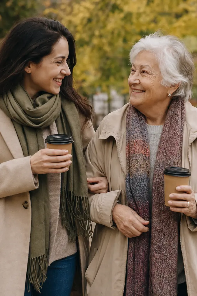 Amis de tous âges se promenant ensemble