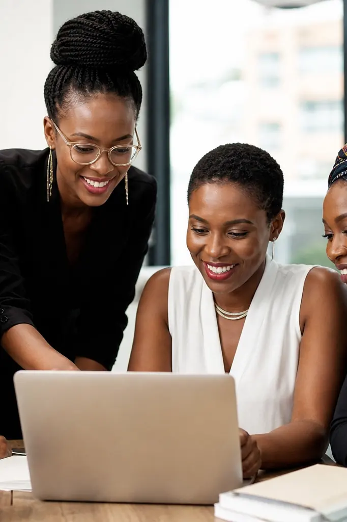 Femmes entrepreneures africaines collaborant au bureau