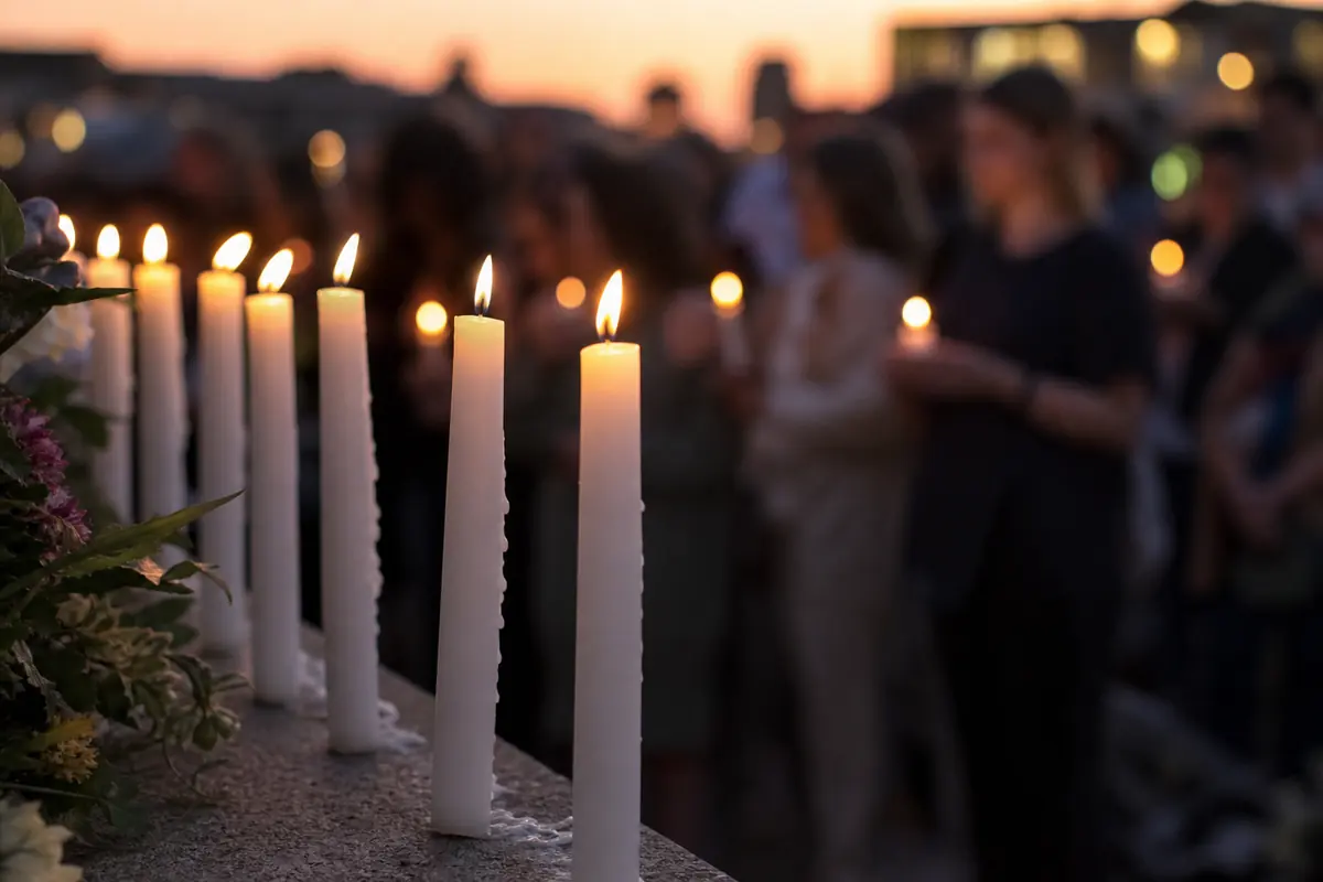 Bougies allumées lors d'une veillée commémorative en hommage aux victimes de la torture