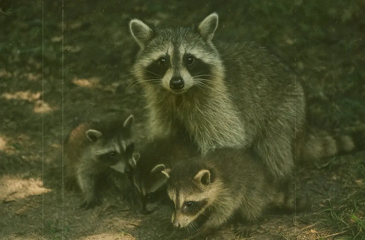 Une famille de ratons laveurs pour la journée internationale des ratons laveurs.