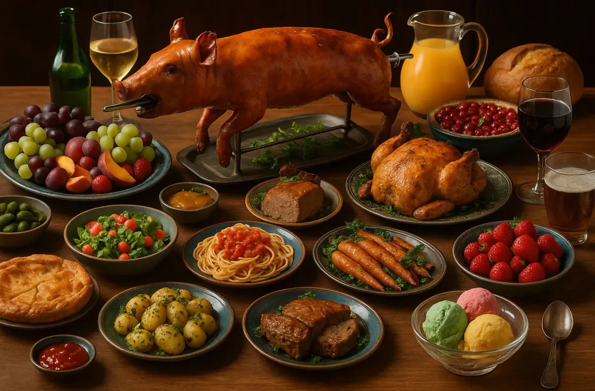 table bien garnie pour la journée mondiale de l'alimentation