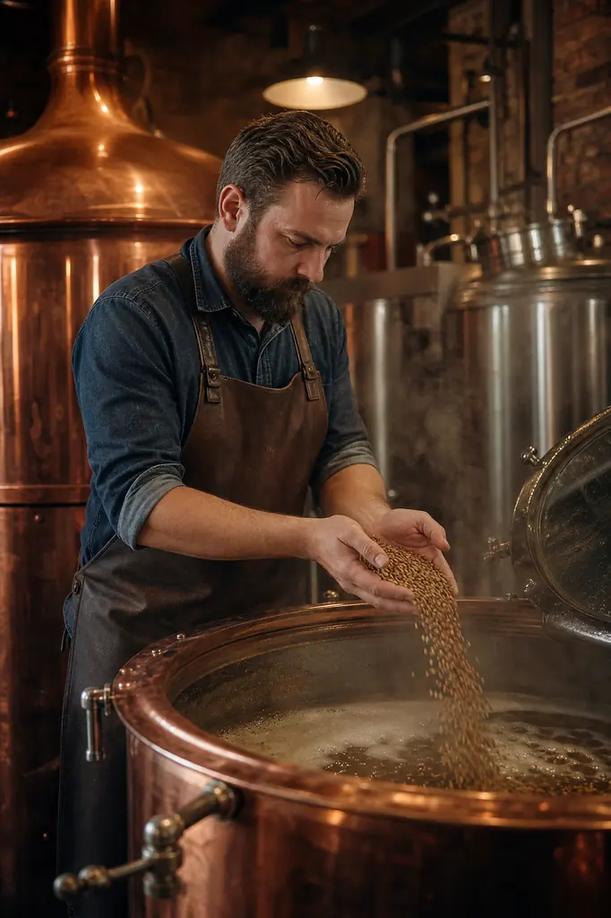 Brasserie artisanale : cuves en cuivre et travail du malt