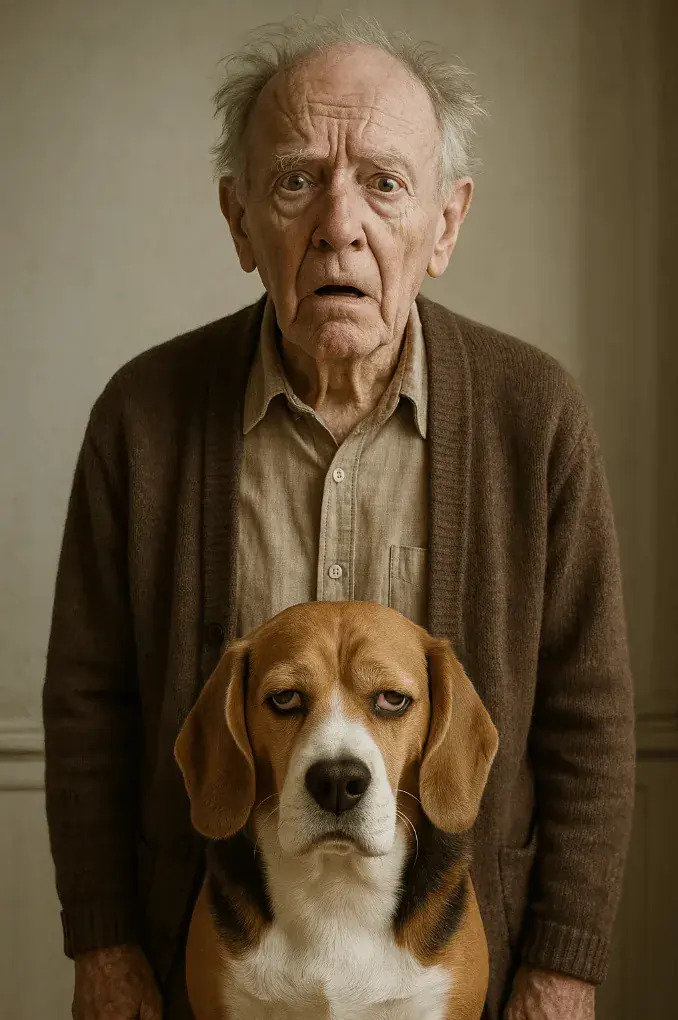Homme âgé avec son chien pour la journée mondiale de la maladie d'Alzheimer.