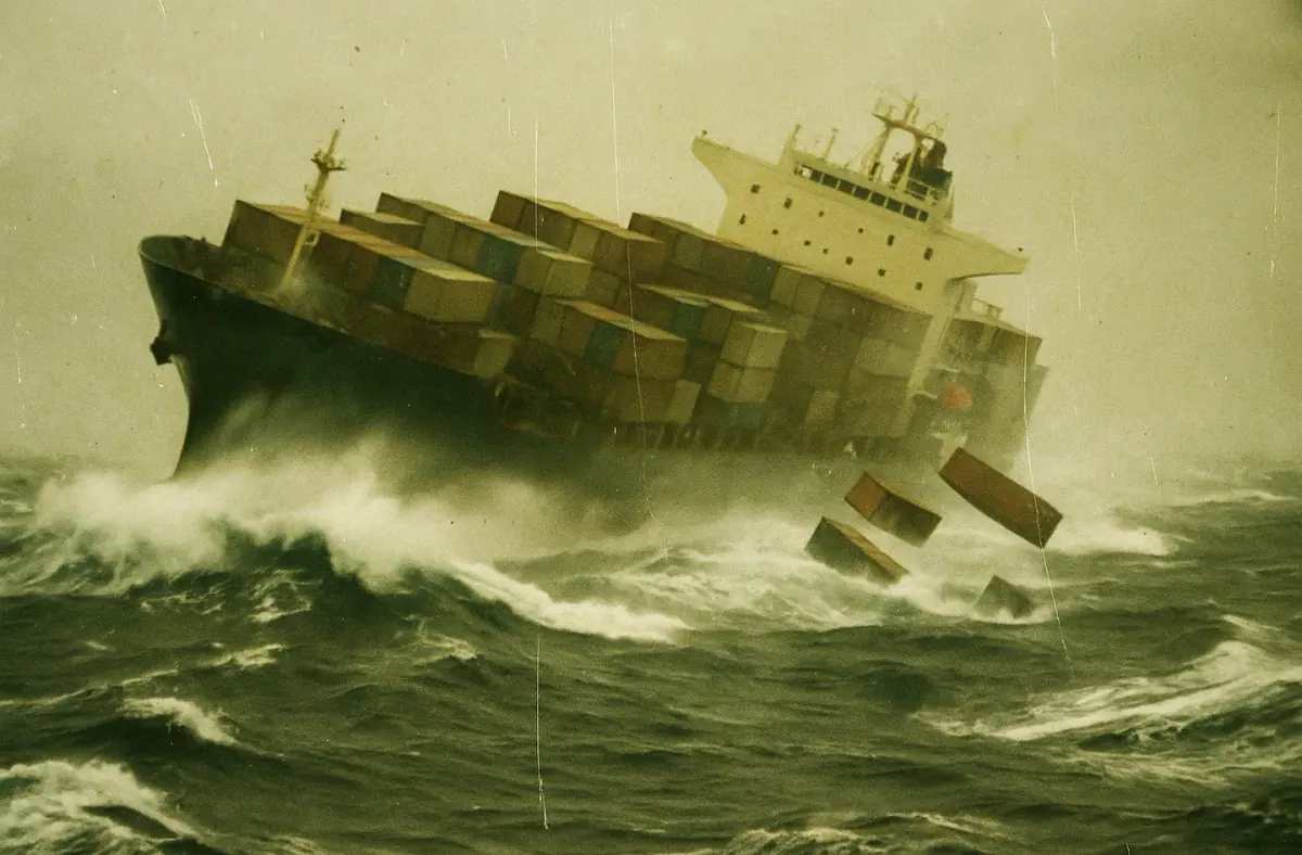 Porte-conteneurs dans la houle pour la journée mondiale de la mer