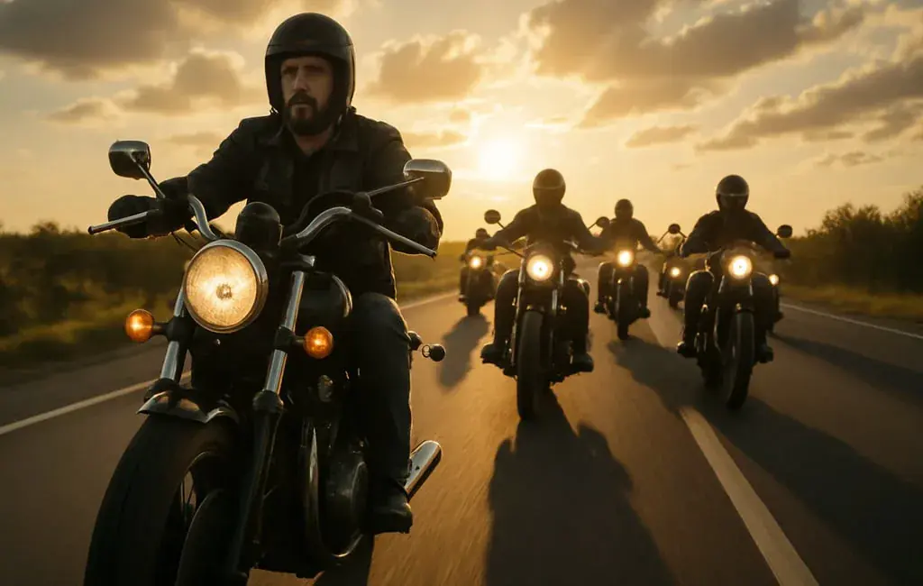 Bande de motards pour la journée mondiale de la moto.
