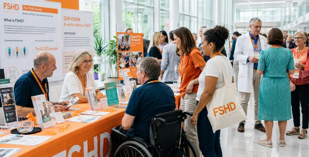 Stand de sensibilisation à la myopathie FSHD lors d'un événement international