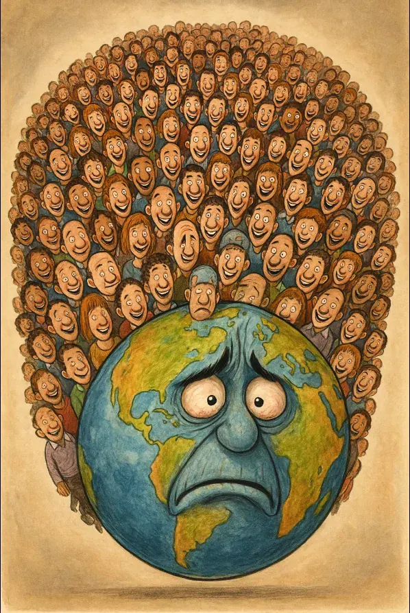 Illustration de la surpopulation pour la journée mondiale de la population.
