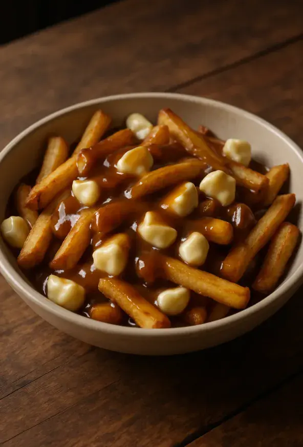 une poutine prête à être mangée pour la journée mondiale de la poutine.