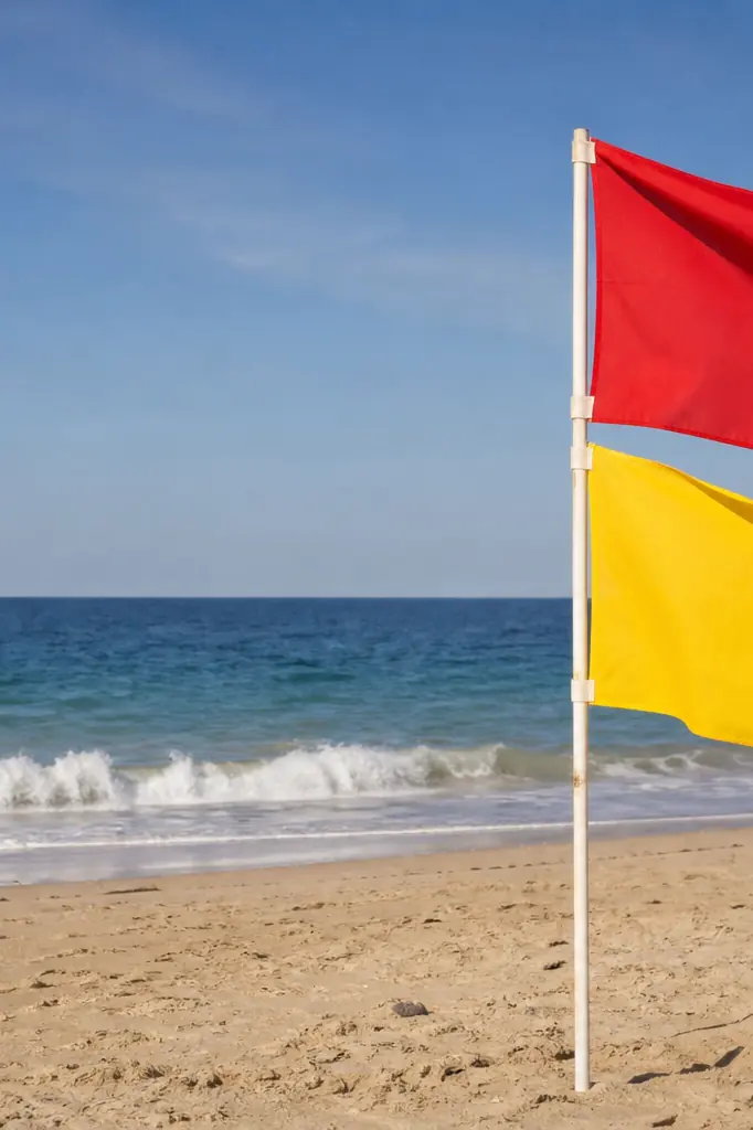 Drapeaux de baignade sur une plage surveillée