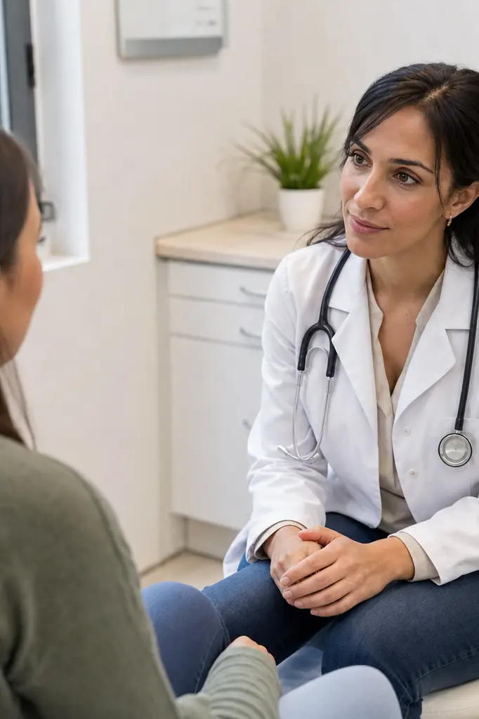 Consultation médicale bienveillante sur la santé sexuelle en cabinet