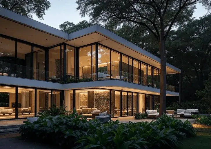 Maison avec architecture moderne pour la journée mondiale de l'architecture