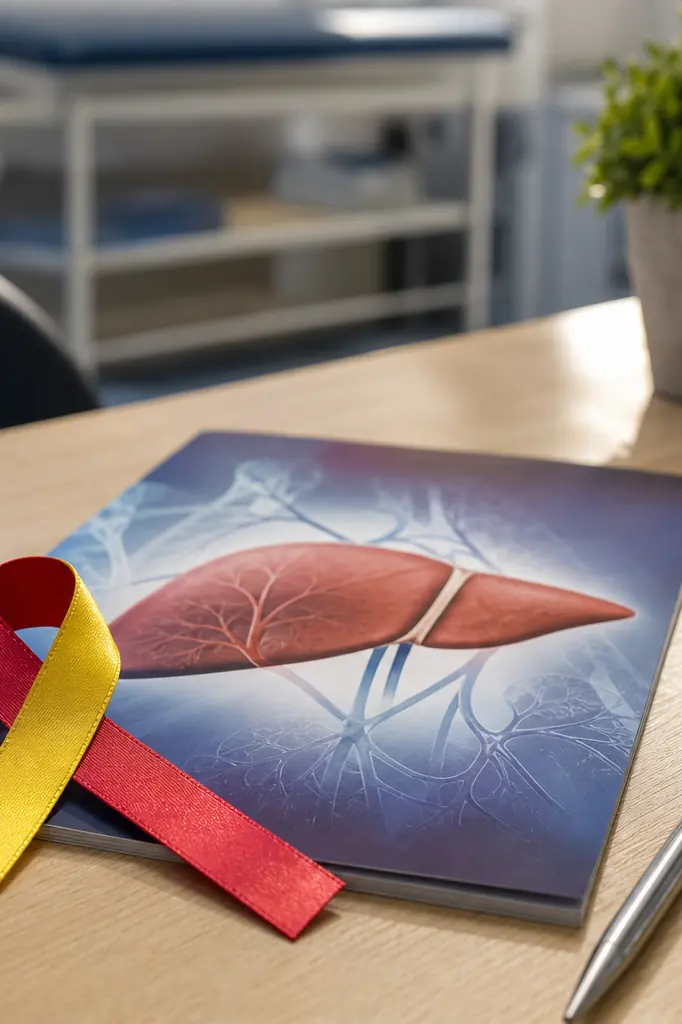 Ruban de sensibilisation à l'hépatite sur un bureau médical