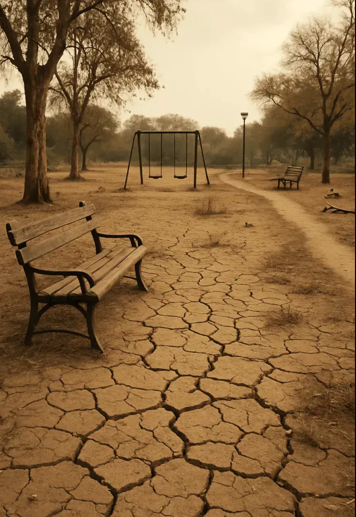 Parc asséché pour la journée mondiale de lutte contre la désertification et la sécheresse.
