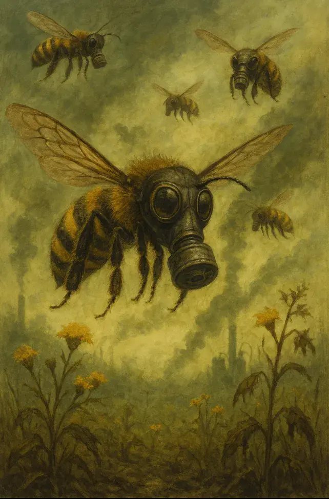 Abeilles dans un air pollué pour la journée mondiale des abeilles