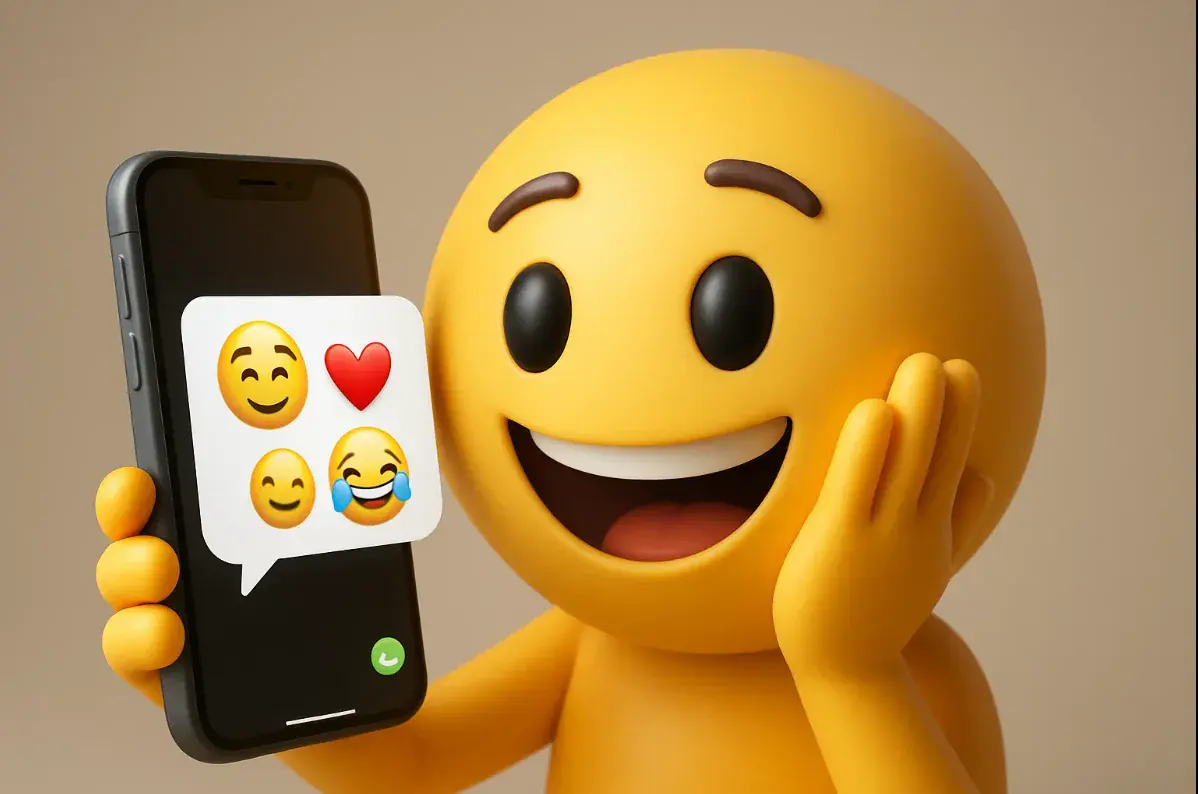 émoji en 3D qui reçoit des émojis sur son téléphone pour la journée mondiale.