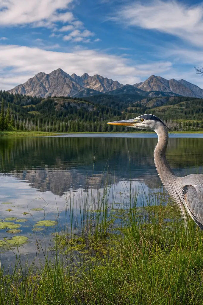 Oiseaux et faune autour d'un lac protégé