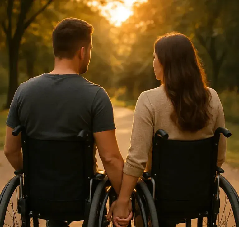 couple en chaise roulante pour la journée mondiale des mobilités et de l'accessibilité