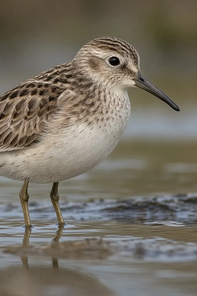Oiseau limicole dans les eaux peu profondes d’un marais