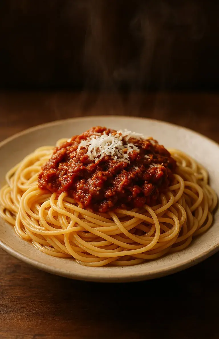 Spaghettis bolognaise pour la journée mondiale des pâtes.