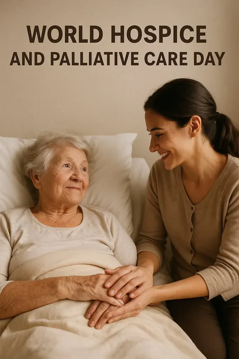 Soignante et patient de l'unité des soins palliatifs pour la journée mondiale des soins palliatifs