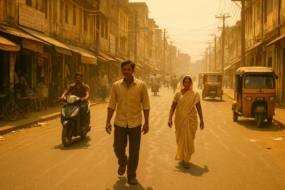 forte chaleur dans une rue d'Inde pour la journée mondiale du climat