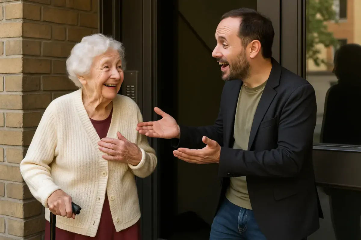 un homme complimente une femme pour la journée mondiale du compliment