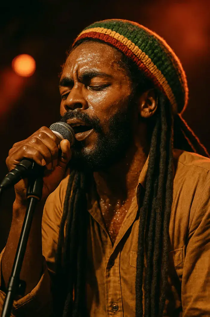 Chanteur de reggae pour la journée mondiale du reggae.