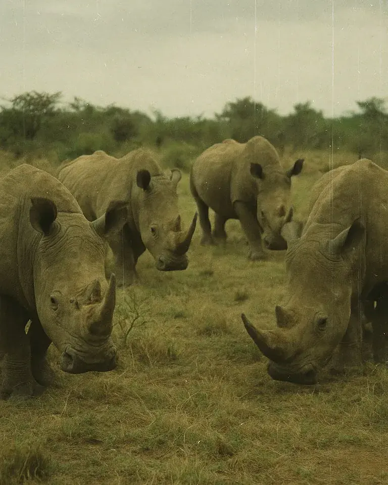 Un groupe de rhinocéros dans la nature pour la journée mondiale du rhinocéros