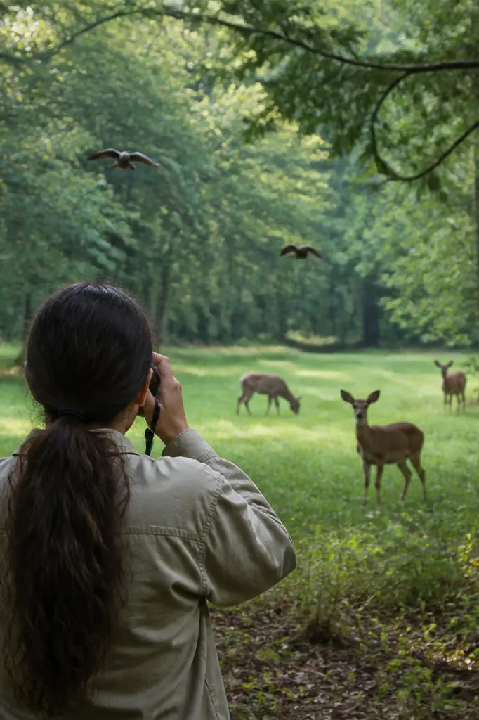 Observation respectueuse de la faune dans une clairière forestière