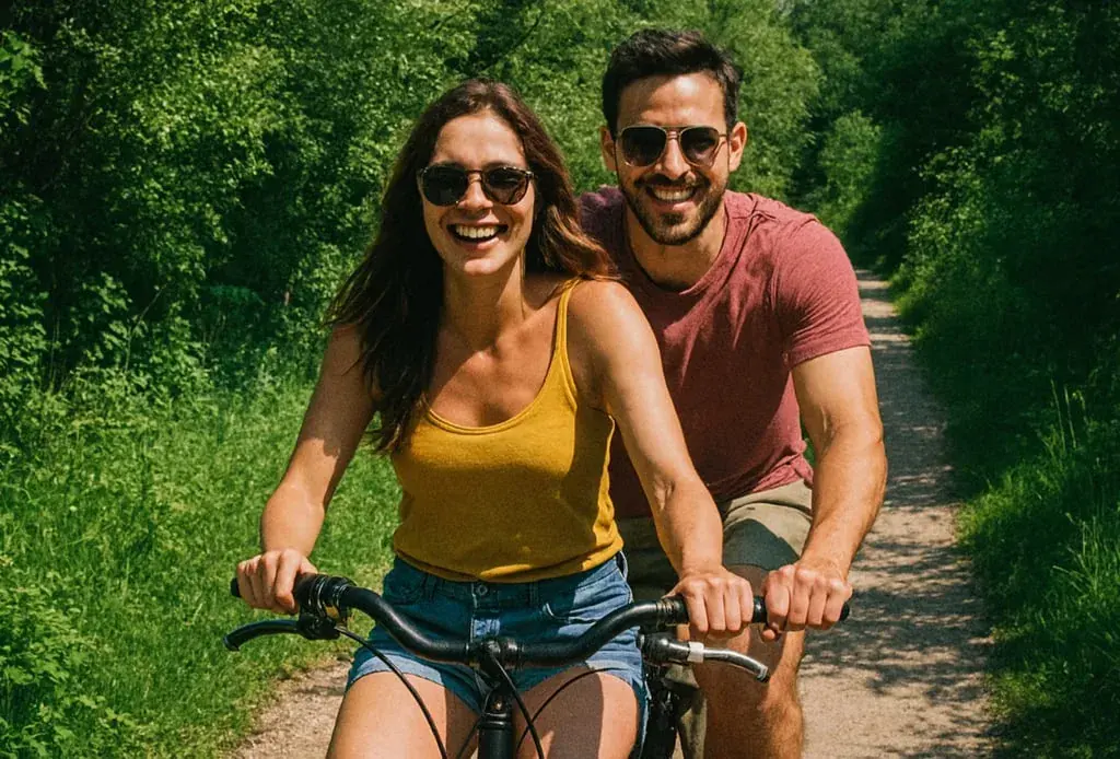 vélo à deux pour la journée sans voiture