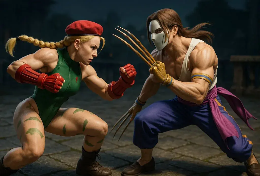 Combat de Street Fighter 3D Cammy Vs Vega pour le National Vidéo game day.