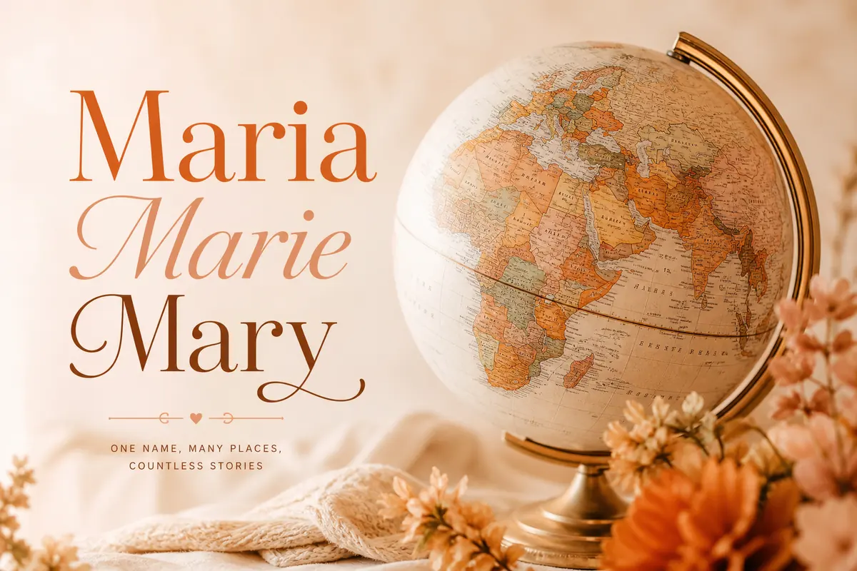 Carte du monde et prénoms féminins internationaux symbolisant Maria et ses variantes
