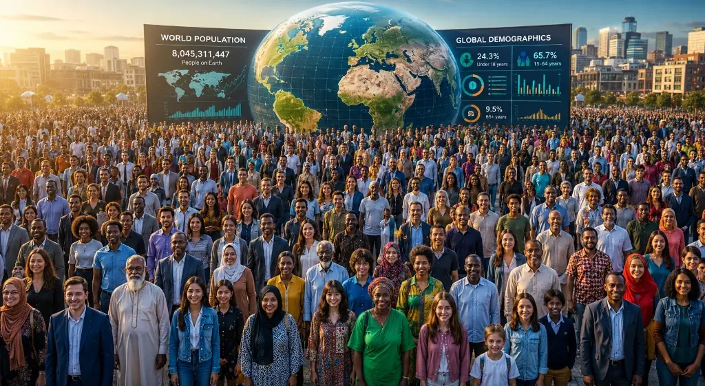 Foule mondiale représentant la diversité des prénoms portés sur la planète