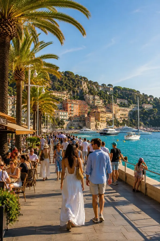 Promenade touristique sur la Côte d’Azur, destination emblématique en France