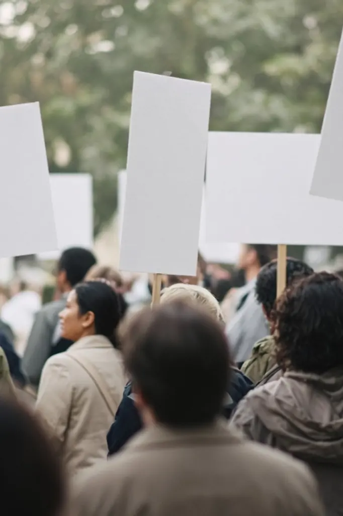 Rassemblement pacifique pour la paix, pancartes blanches